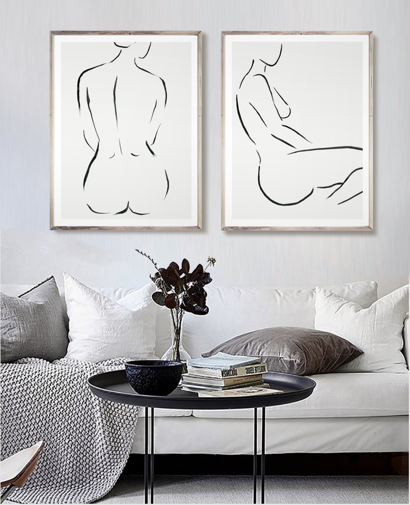 Minimalism-Space hanging painting-Line painting-Decorative painting-Home furnishing-line art-Nude painting - Posters - Paper 