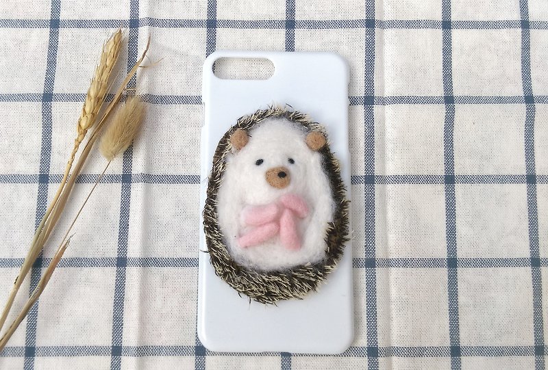 Needle Felt Dog Hedgehog Phone Case Iphone  6 7 8 X Plus Samsung S 6 7 8 edge - เคส/ซองมือถือ - ขนแกะ สีน้ำเงิน