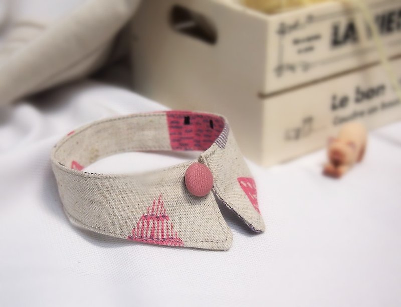 Illustration house pet shirt collar cat small dog - Collars & Leashes - Cotton & Hemp Pink