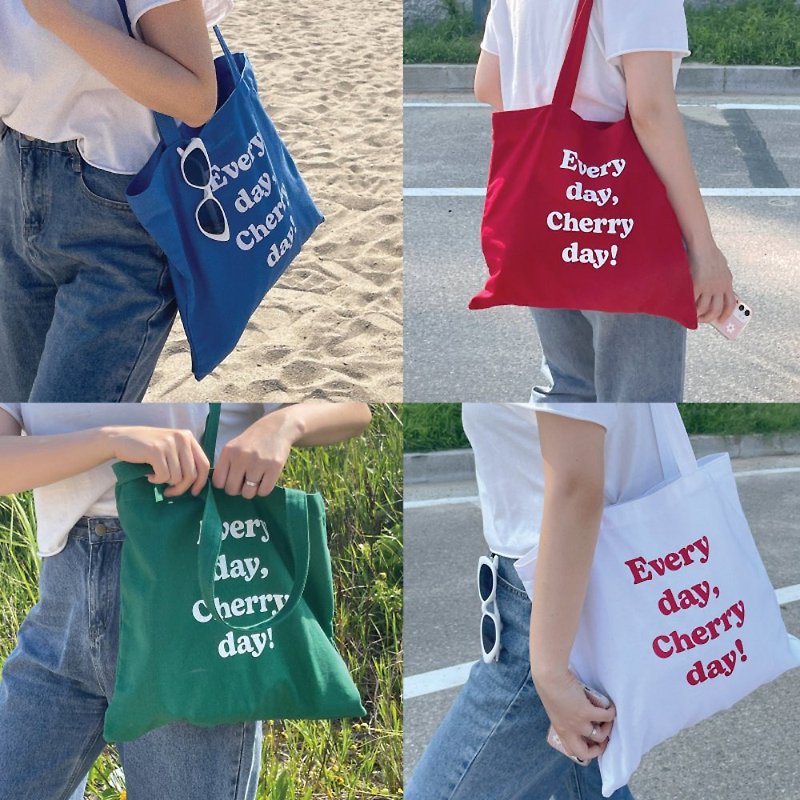 Cherry day 大容量手提包 / 帆布包 (5colors) - 手提包/手提袋 - 棉．麻 