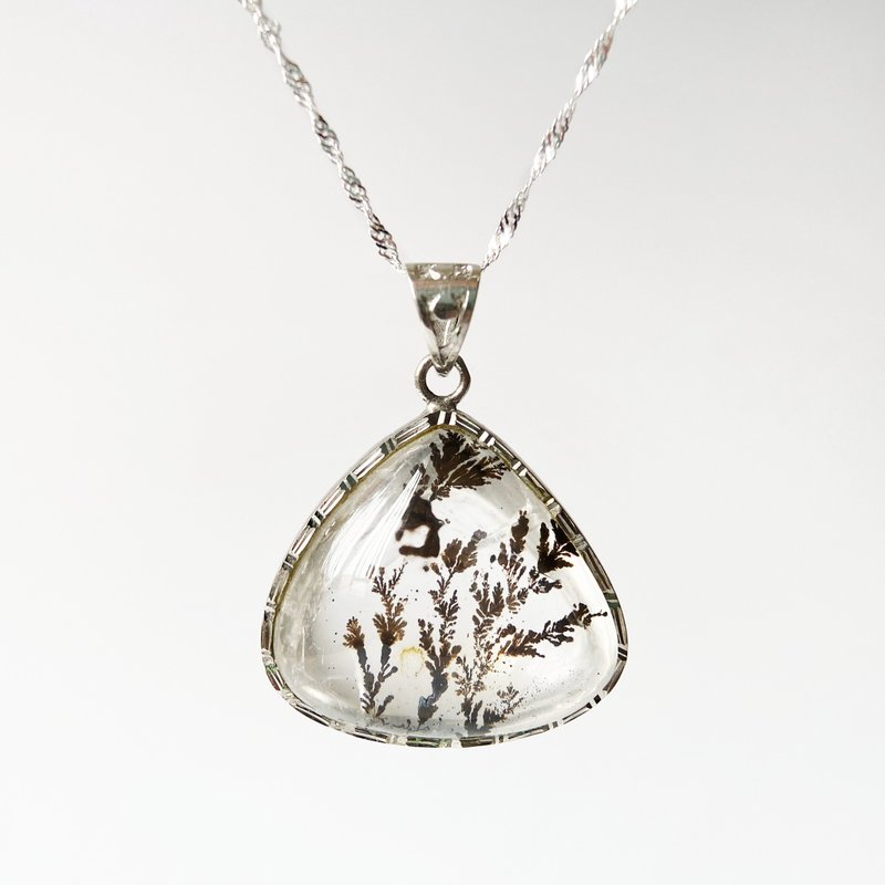 售完欣賞 | 軟錳礦樹枝水晶純銀項鍊 (稀有) - 項鍊 - 純銀 