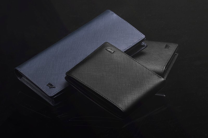 [Free upgrade gift packaging] Lofino P-II cross-grain cowhide leather wallet (various styles) - blue/BF34 - Wallets - Genuine Leather Blue