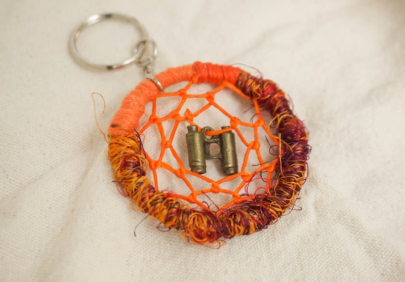 Handmade Sari Silk Key Ring  - Keychains - Silk Orange