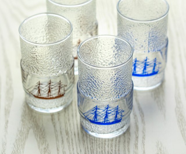 日本製、昭和レトロHOYA帆船柄ガラス、新製品入荷、台湾送料無料