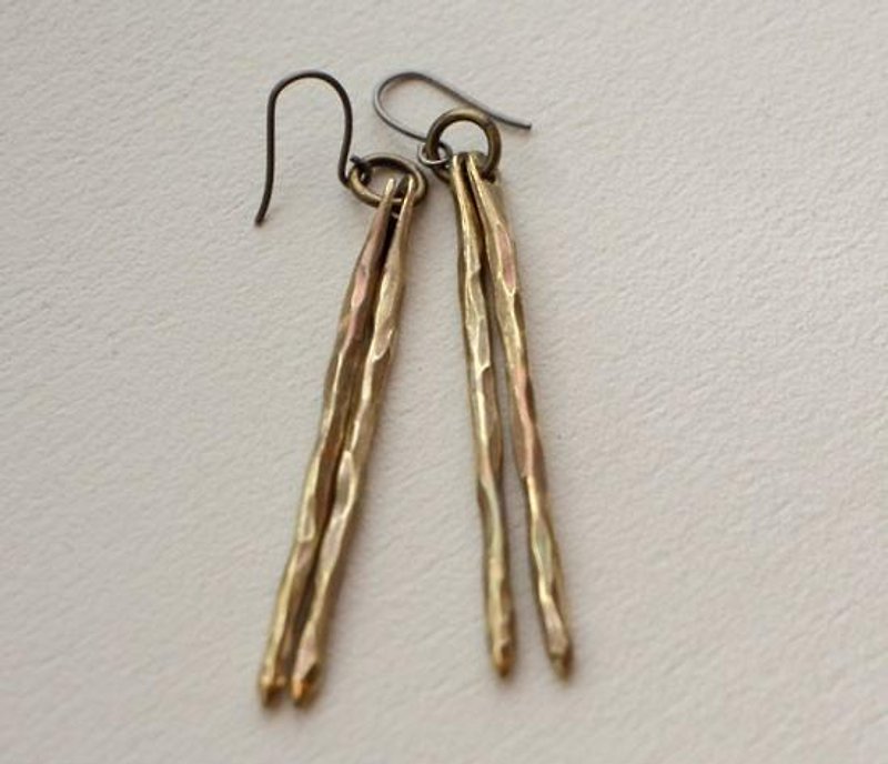 Brass earrings pine needles