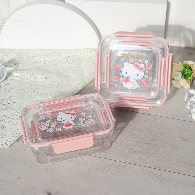 【HELLO KITTY】TRITAN sealed and light-weight fresh-keeping box set of 2, 2 styles in rectangular/square shape - Lunch Boxes - Eco-Friendly Materials 