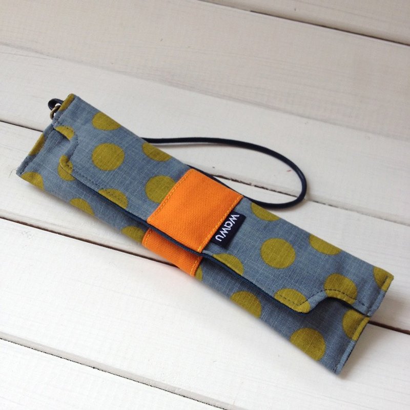 WaWu Pencil box (gray dot cloth) - ตะหลิว - ผ้าฝ้าย/ผ้าลินิน สีเทา