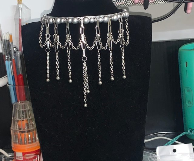 予約販売 シルバー メタル タッセル ネックレス ネックチェーン