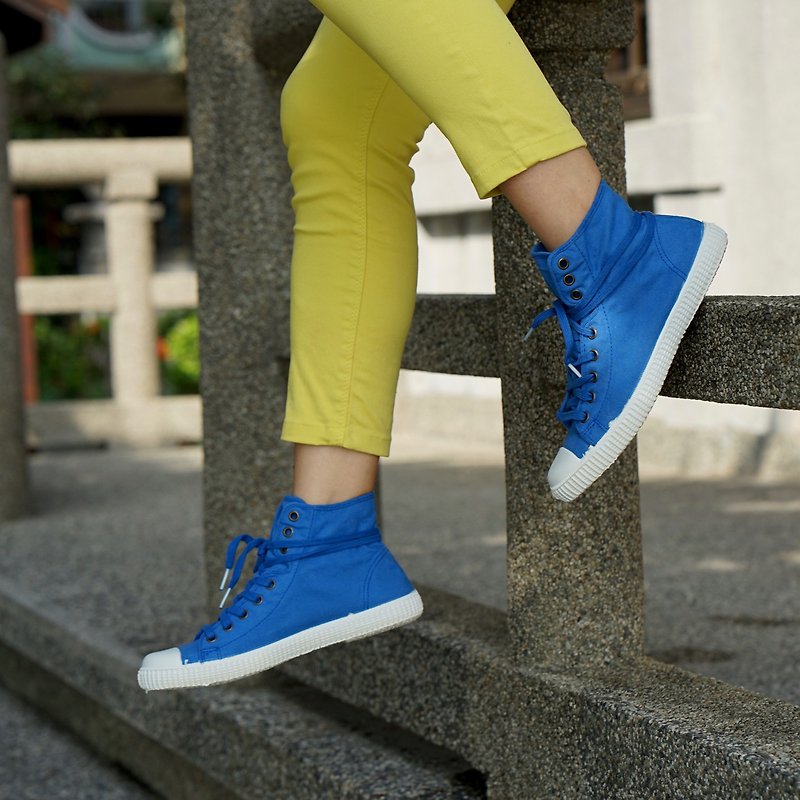 西班牙帆布鞋 高筒款 淺藍色 香香鞋 61997 59 - 女款休閒鞋 - 棉．麻 藍色