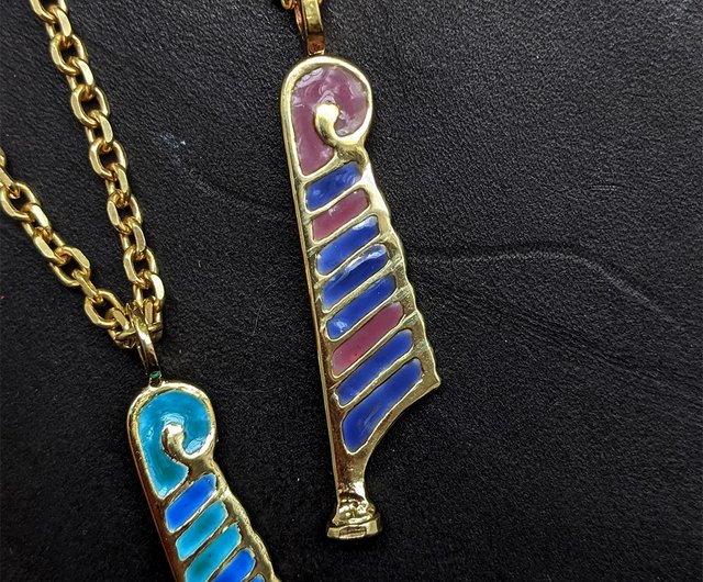 エジプシャン ライン - マアトの羽 - エナメル 925 スターリング