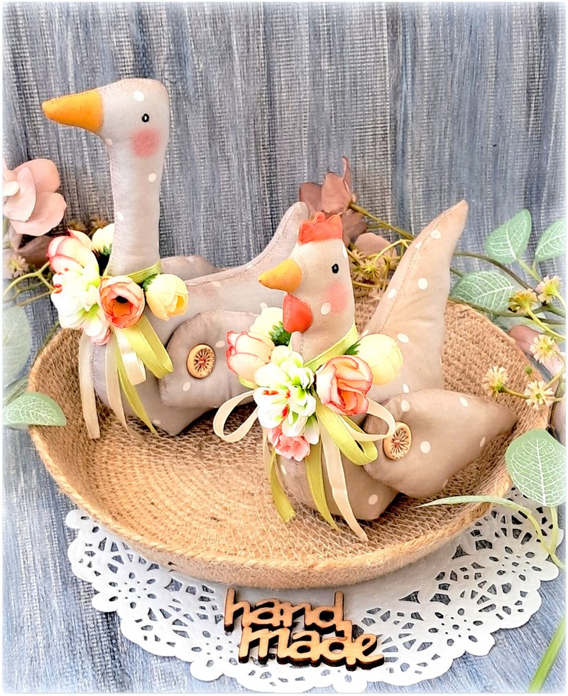 fabric goose set ,home ornament toy, fabric hen toys - 玩偶/公仔 - 棉．麻 