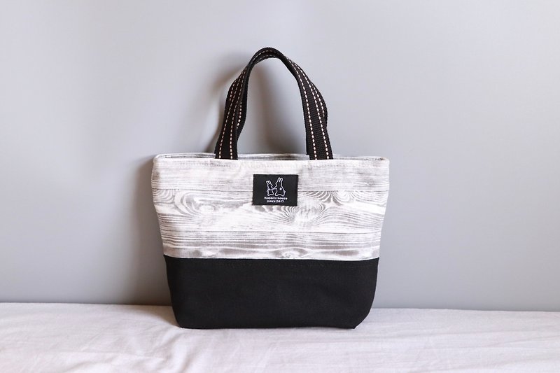Wood grain printed lightweight handbag - Handbags & Totes - Cotton & Hemp White