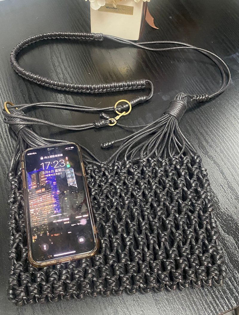 Macrame widened version of mobile phone waist side backpack_18x23cm (can be customized) - Messenger Bags & Sling Bags - Other Materials 