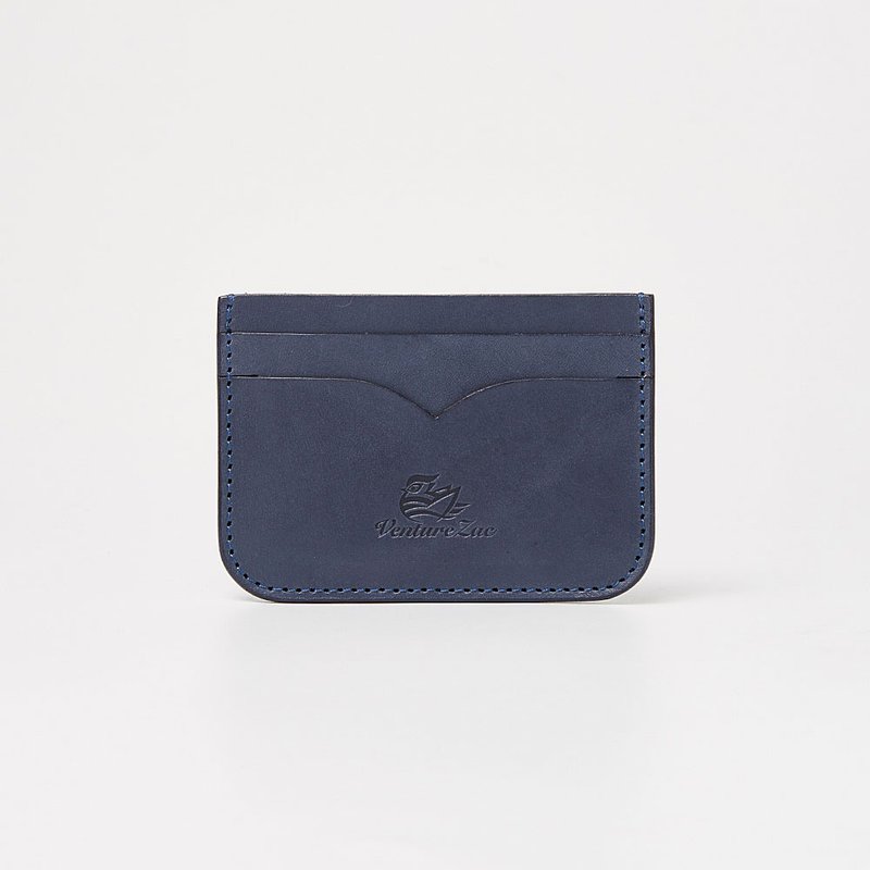 票卡夾 Card Holder / 灰藍 Gray Blue / 免費刻字 - 名片夾/名片盒 - 真皮 藍色