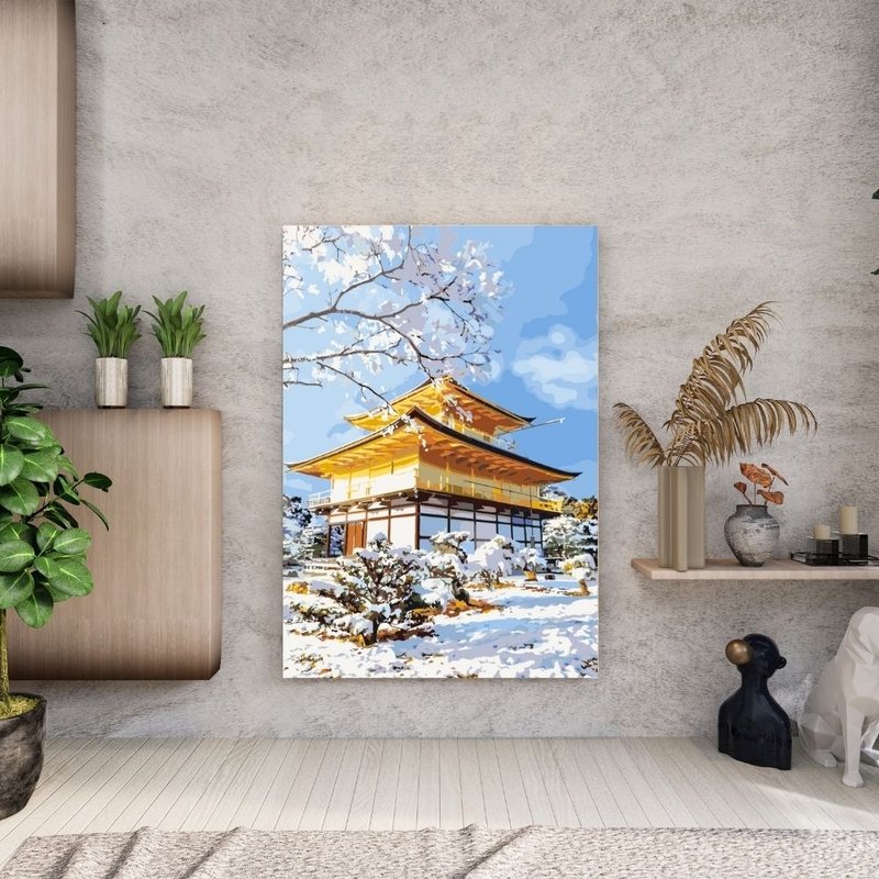 Snow Golden Pavilion Creative Digital Oil Painting [Landscape Painting] - Illustration, Painting & Calligraphy - Other Materials 