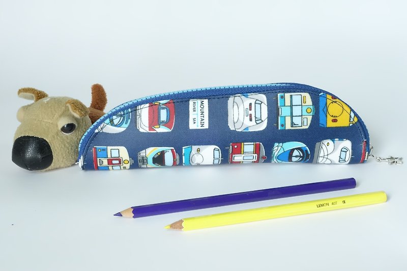 Play cloth hand made. Shinkansen mullet Pencil - กล่องดินสอ/ถุงดินสอ - วัสดุกันนำ้ สีน้ำเงิน