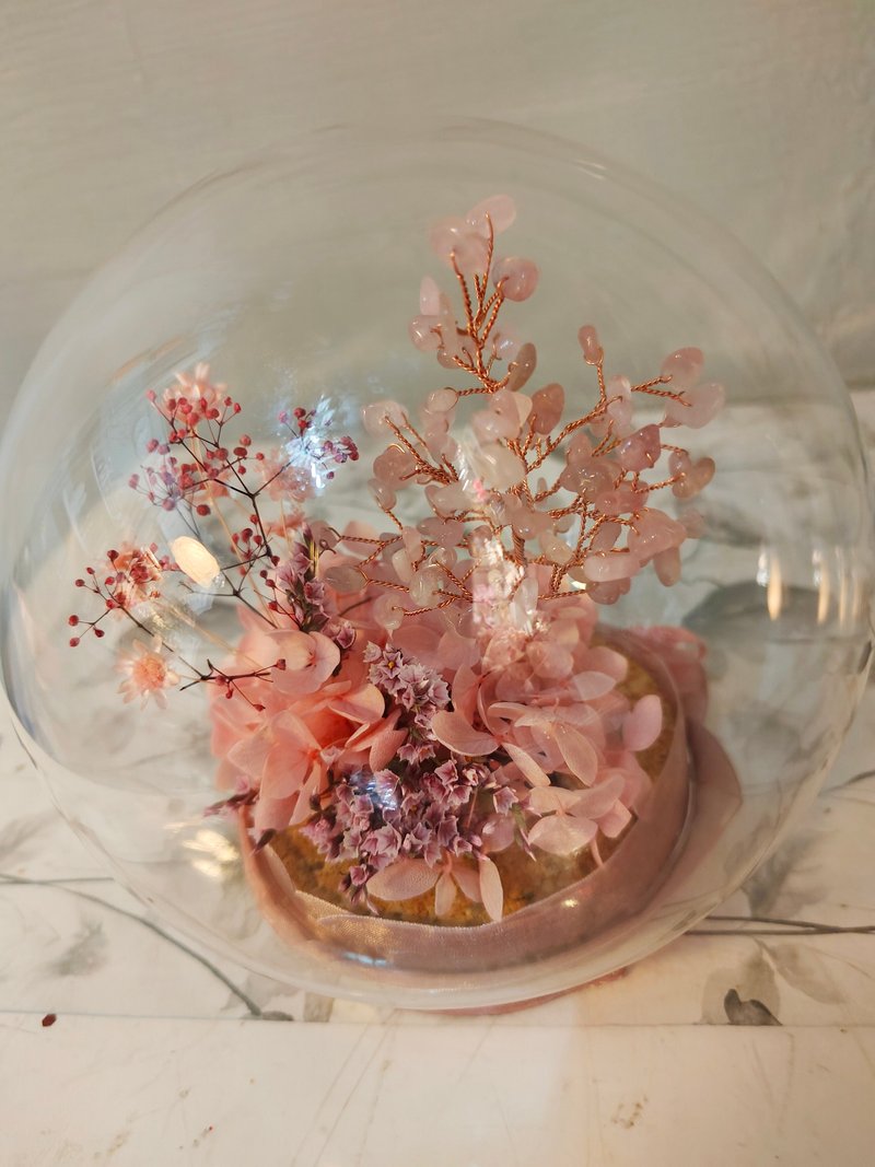 Rose quartz tree eternal flower glass ball - Dried Flowers & Bouquets - Crystal 