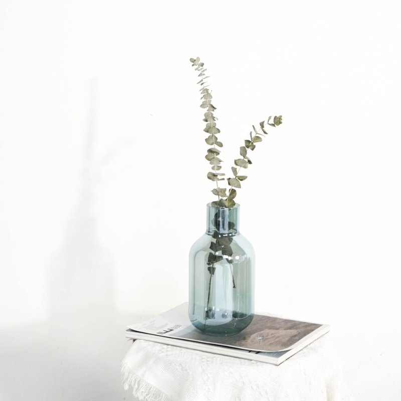 【Hübsch】－480806 Light Blue Bubble Iridescent Glass Vase Flower Arrangement (H24cm) - Pottery & Ceramics - Glass Multicolor