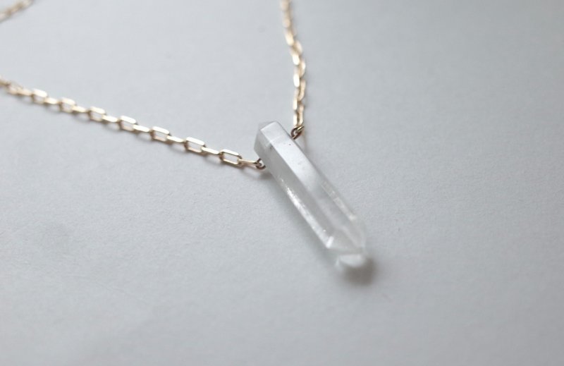 5: AM 14K gold and white water gold pillar long necklace - สร้อยคอ - คริสตัล ขาว