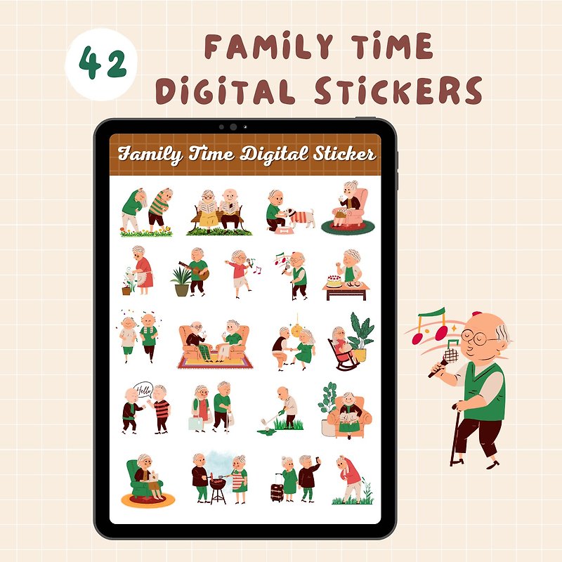 Grandparents Digital Stickers Goodnotes | Digital Planner Stickers | Notability - Digital Planner & Materials - Other Materials 