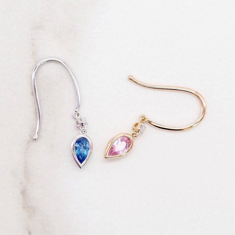 Pure and elegant Agnes | 18K gold diamond earrings (customizable) - ต่างหู - เพชร หลากหลายสี