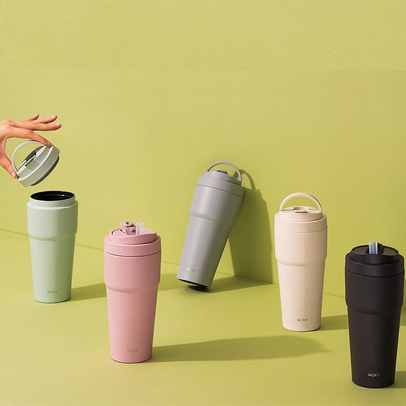 WOKY Wochu round cup 770ml 5 colors (with Tritan thick straw + Silicone thick straw) - Vacuum Flasks - Stainless Steel 