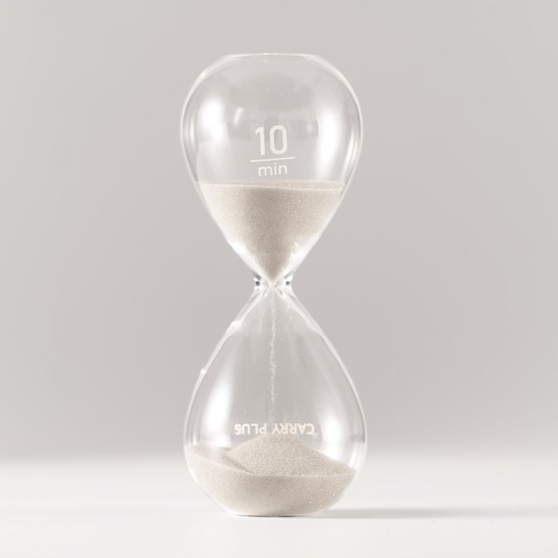 CarryPlus Minimalist Aesthetics 10-Minute Hourglass - Eternal Grey 10mins Timer - Items for Display - Glass Gray