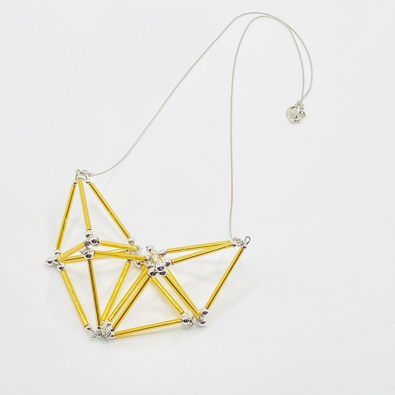3D Heart NECKLACE【Gold×Silver】 - 項鍊 - 玻璃 金色