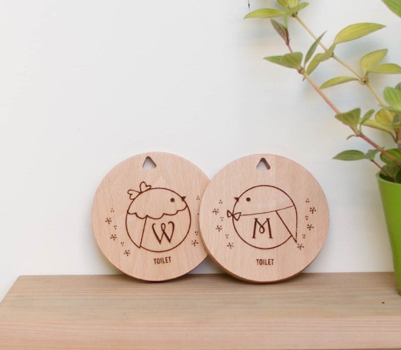 [Small items for opening a shop] Chirp Chirp Bird - Waterproof toilet signs, notice boards, must-haves for restaurants and shops - ของวางตกแต่ง - ไม้ สีนำ้ตาล