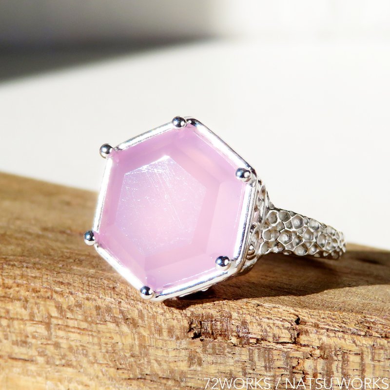 ピンク カルセドニー リング / Pink Chalcedony Ring // - 戒指 - 寶石 粉紅色