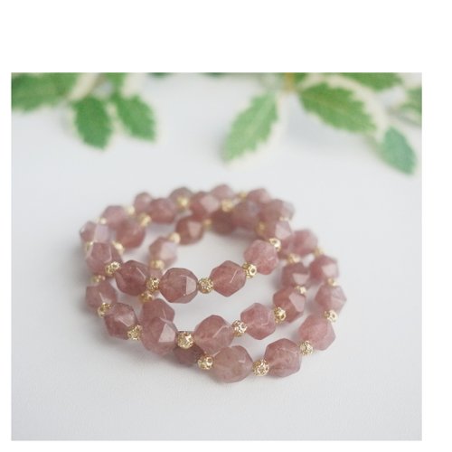 天然石ブレスレット　ストロベリークォーツ ストロベリークォーツ ＆ シトリン ブレスレット 天然石 | iichi 日々