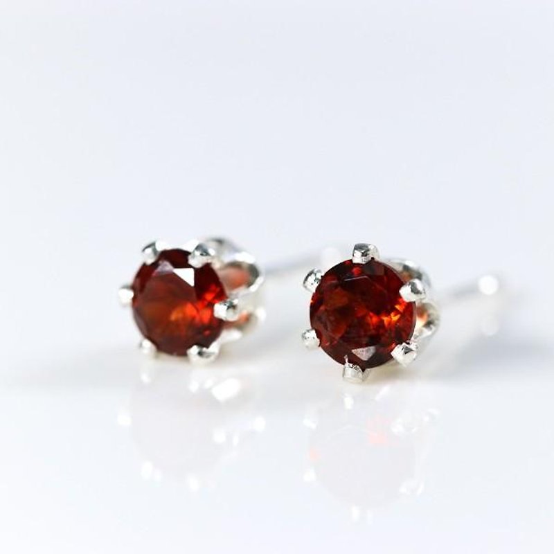 Garnet Red Stud Earrings 4mm January Birthstone