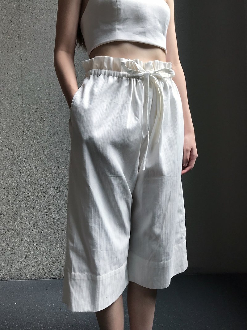 Arista Pants - กางเกงขายาว - ผ้าฝ้าย/ผ้าลินิน ขาว