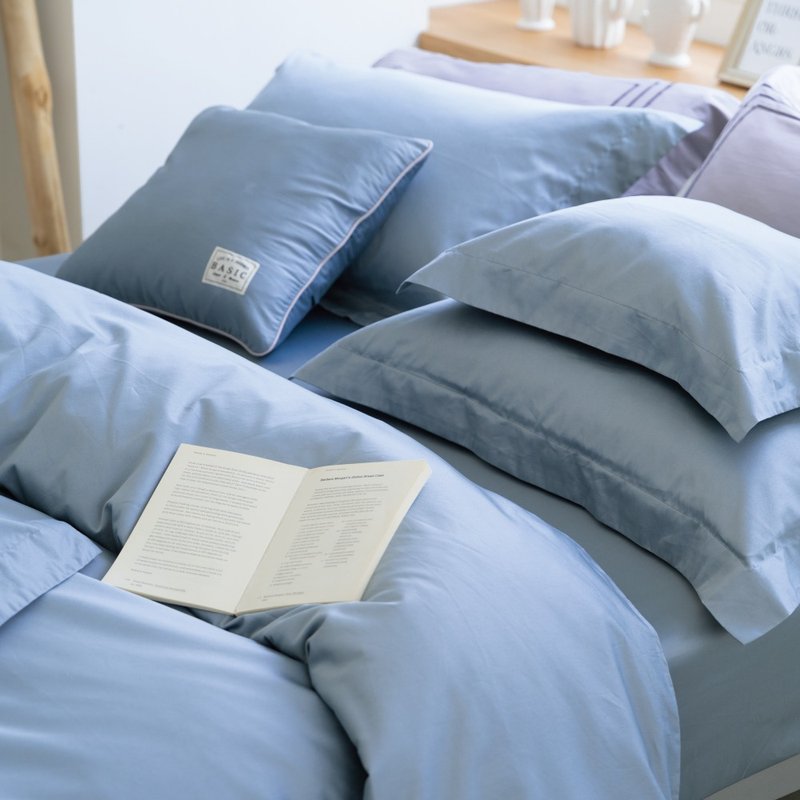DR6000 ソフトミストブルー 100番手 最高級長綿 ボックスシーツ＆枕カバーセット／ボックスシーツ＆掛け布団カバーセット 台湾製 - 寝具 - コットン・麻 