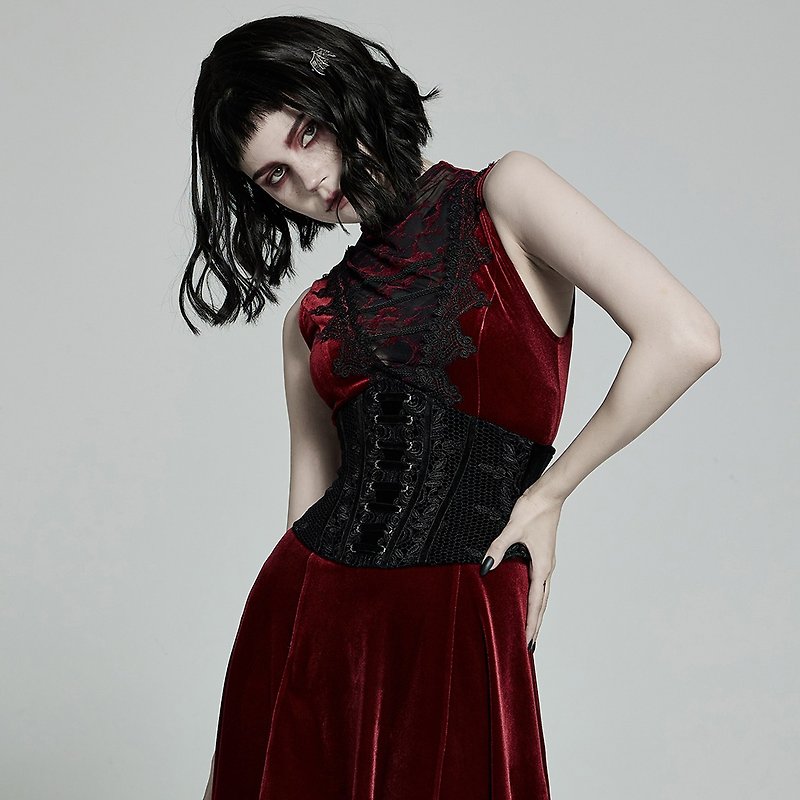 Gothic Rose Lace Girdle - Red/Black/Out of Print