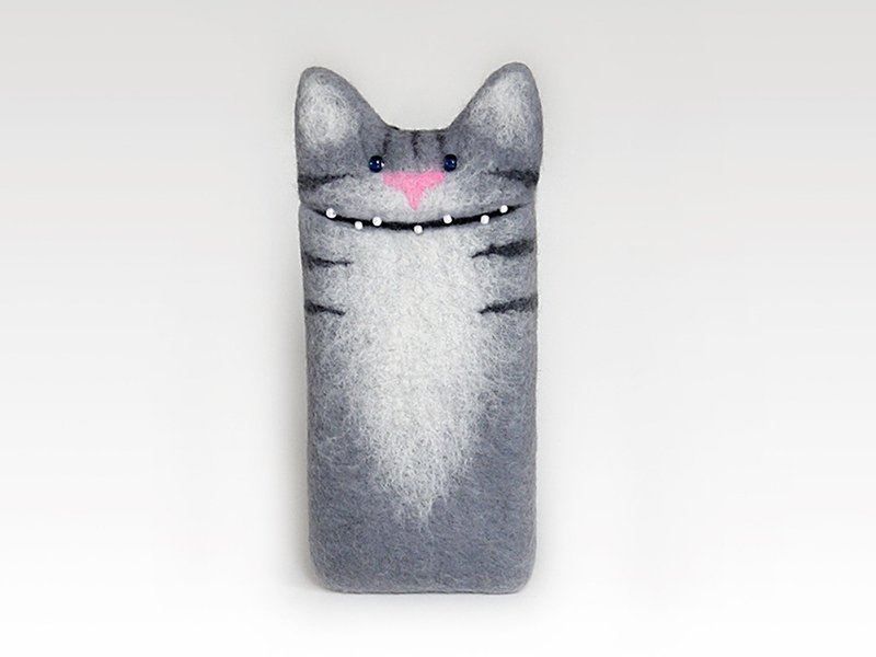 iPhone SE、iPhone 5s / 5cキャットグレーケース、フェルトケース。 - スマホケース・カバー - ウール グレー