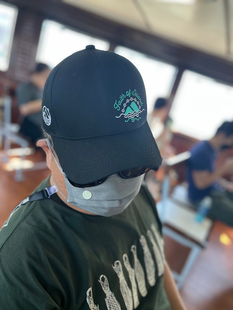 香港デザインアイランドの人々は、刺繍された野球帽の島の信仰をソースします - 帽子 - コットン・麻 ブラック