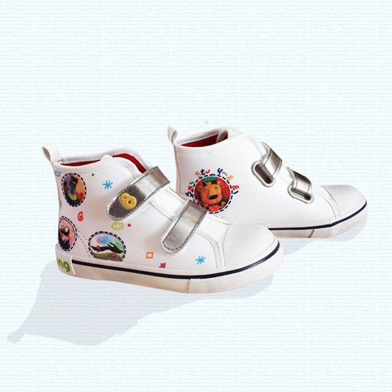 插畫短筒靴 – 白色蚊子的聲音 童靴/童鞋 - 男/女童鞋 - 棉．麻 白色