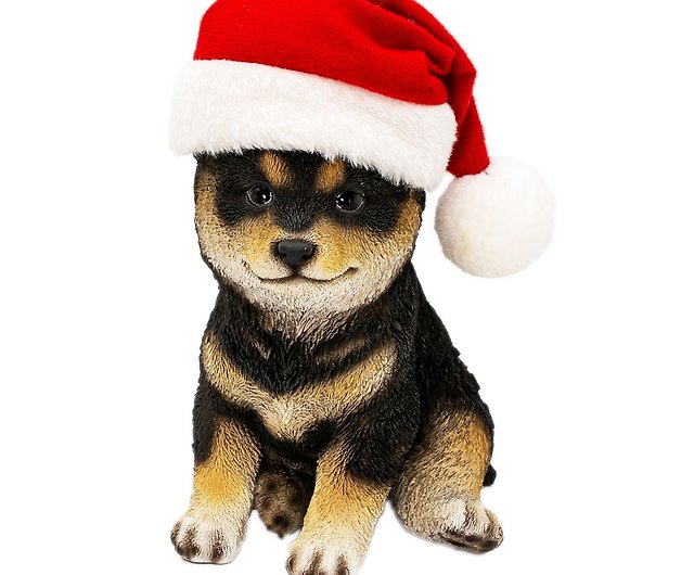デバリエ 】クリスマスギフト 犬の置物 柴犬 サンタの帽子付き