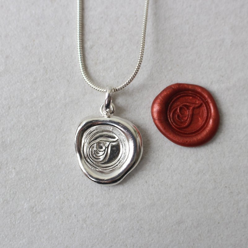 Initial Monogram T / Make a Mark Personalised 925 Silver Wax Seal Necklace 