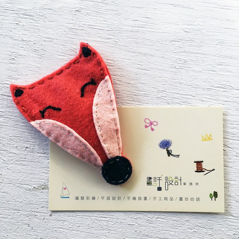 Hairpin / Smile Fox / BB Clip - เครื่องประดับผม - ผ้าฝ้าย/ผ้าลินิน สีแดง