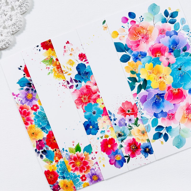 Colorful flower background paper - 貼紙 - 其他材質 