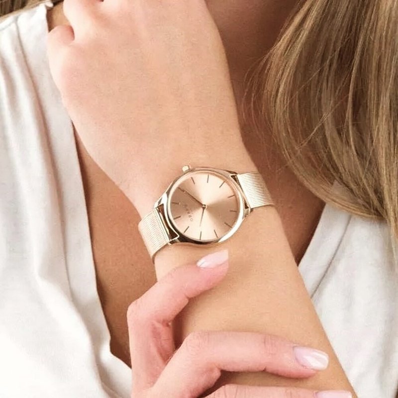 OBAKU 簡約元素百搭時尚腕錶-玫瑰金-V260LXVVMV-35mm - 女錶 - 不鏽鋼 金色