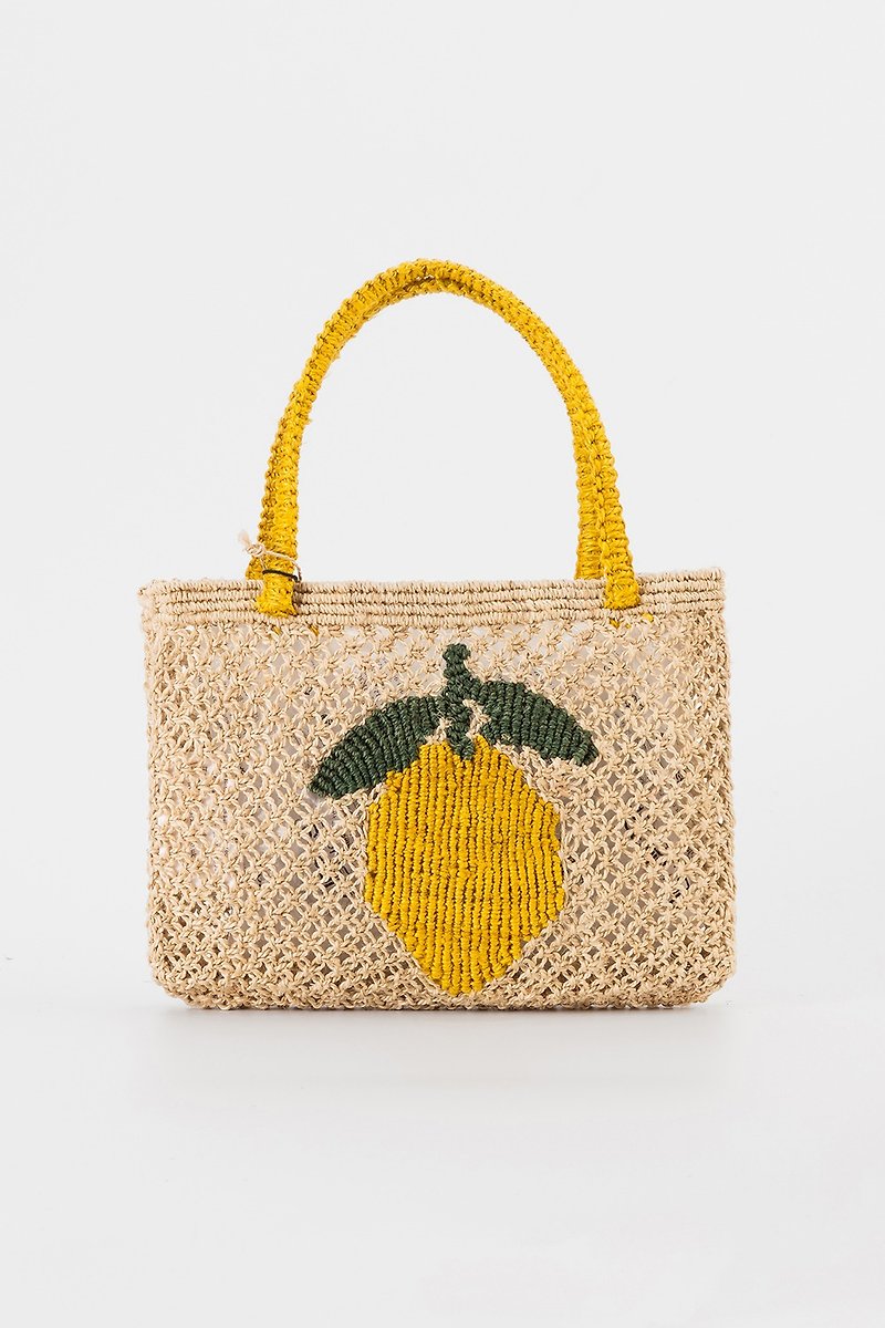 【ザ・ジャクソンズ】Lemon Woven Bag-Tracy-Natural / Mini - トート・ハンドバッグ - コットン・麻 イエロー