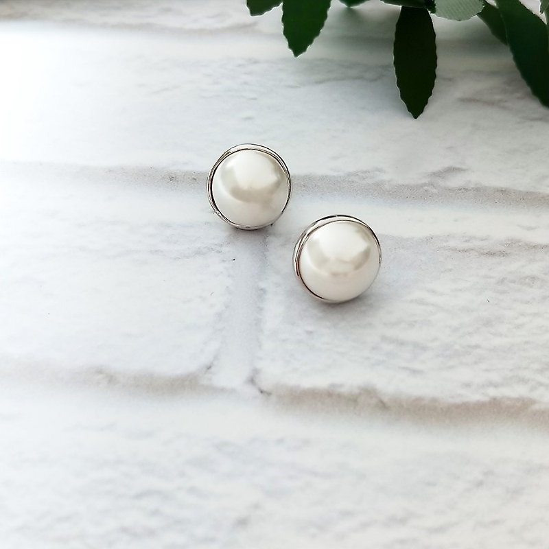 DoriAN Simple and Elegant Glass Large Pearl 925 Sterling Silver Earrings with Sterling Silver Guarantee Card Pearl Earrings