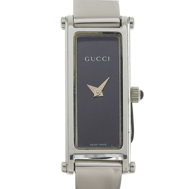 【日本直送】グッチ GUCCI 腕時計 1500L SS クオーツ アナログ表示 黒文字盤 レディース【中古】 - 女錶 - 不鏽鋼 銀色