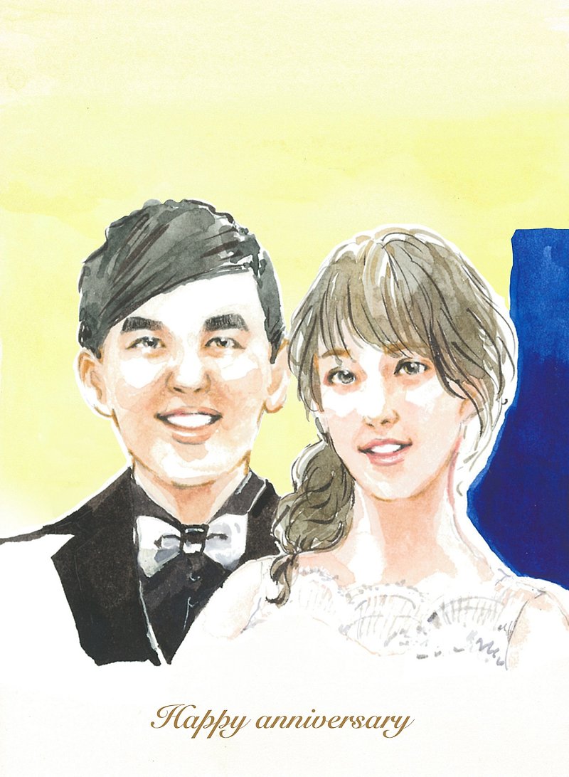 Portrait Painting for Two People | Friend and Friends | Portrait Painting for Couples-Sweet Watercolor Style - Wedding Invitations - Paper Multicolor