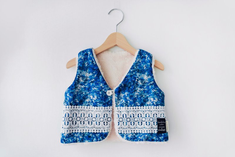 KIDS-Double-sided starry sky vest - เสื้อยืด - ผ้าฝ้าย/ผ้าลินิน สีน้ำเงิน