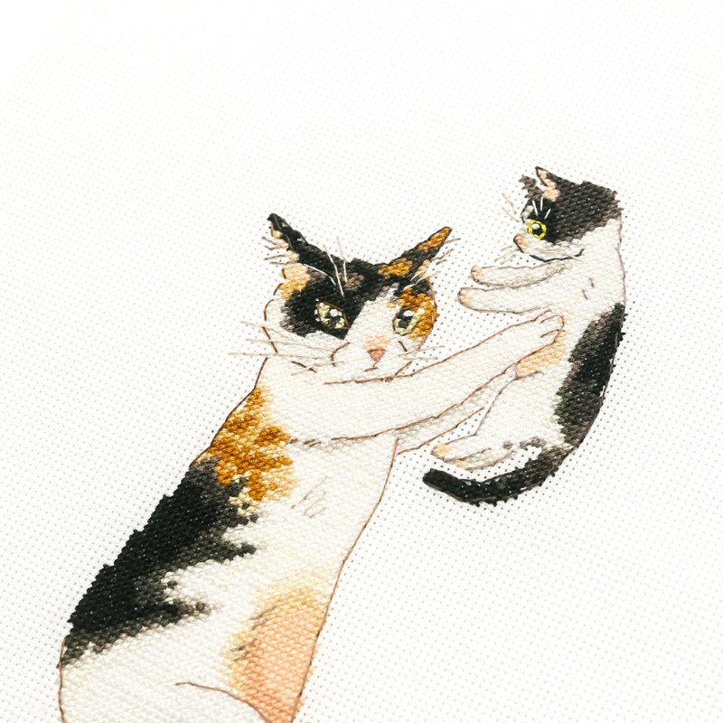 【Tortoiseshell Cat - Mummy Tortoiseshell Cat】Cross Stitch Kit | Xiu Crafts - Knitting, Embroidery, Felted Wool & Sewing - Thread Multicolor