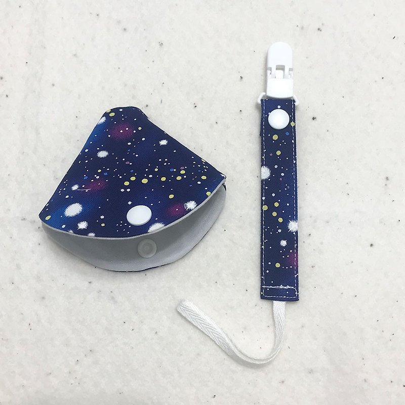 Fantasy Starry Sky - 2 in 1 pacifier clip (pacifier chain + dust jacket) / Mi Yueli - Baby Gift Sets - Cotton & Hemp Blue